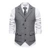 Мужской жилет с лацканами, без рукавов, однобортный, приталенный жилет с карманами с клапанами, однотонный деловой жилет, пальто