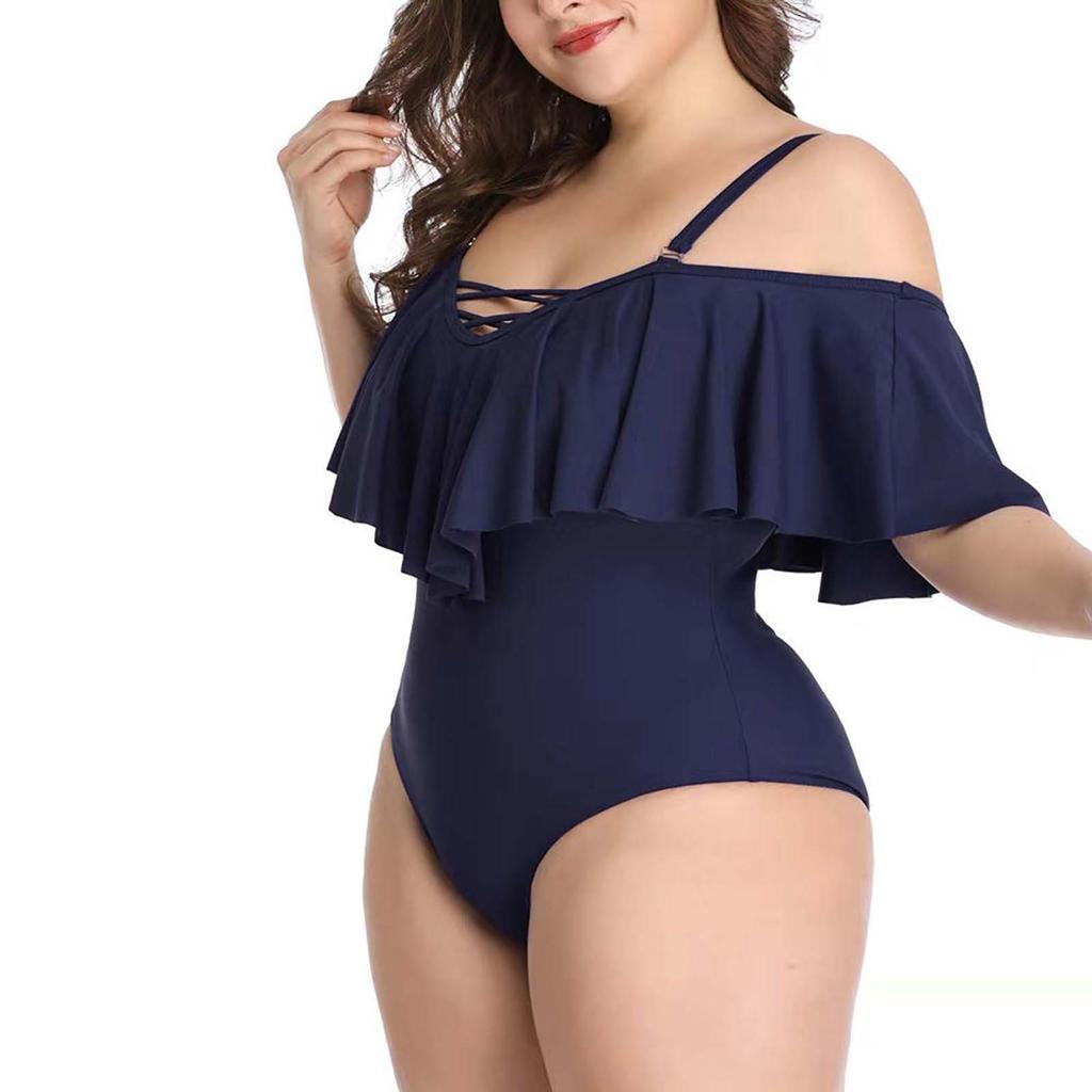 Женский цельный купальный костюм больших размеров с рюшами и подкладкой из бюстгальтера без стального бюстгальтера