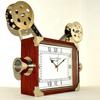 Vintage Style Projector Camera Desk Table Clock Wooden House