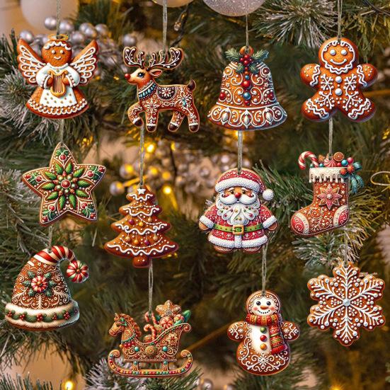 Пряничный кулон, деревянное рождественское украшение, Санта-Клаус, пряничные человечки, подвесной декор для каминной полки рождественской елки