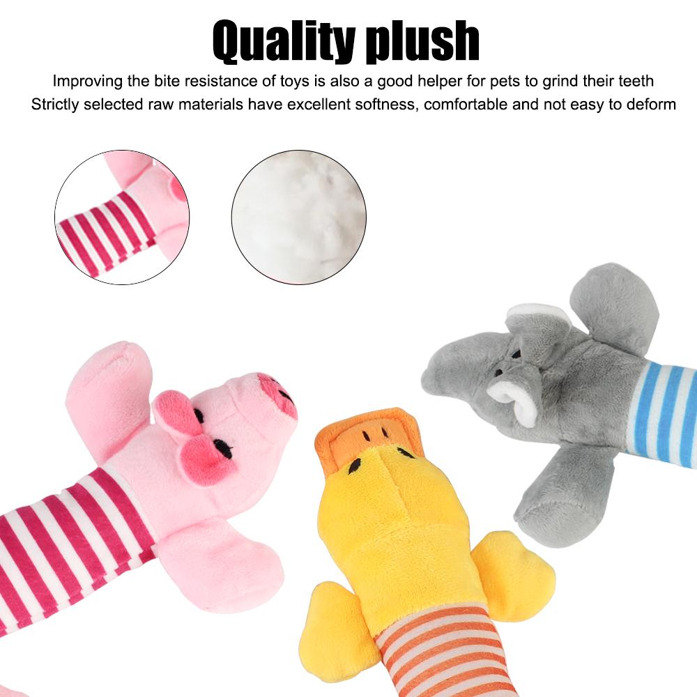 Popular Squeak Chew Sound Dolls Durability Pet Funny Plush Toys Elephant Duck Pig Dog Cat Fleece Toys Fit for All Pets