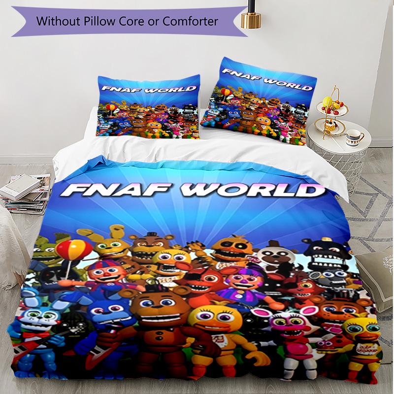 3pcs Duvet Cover Set (1*Duvet Cover + 2*Pillowcase, Without Core), Five Nights at Freddy's Print Soft All‑Season Bedding Set, Home Bedroom Decor Gift