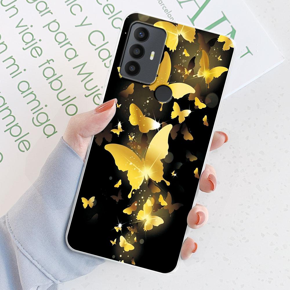 For TCL 305 Case For TCL 306 Flower Printing Transparent TPU Silicone Soft Phone Cases Cover Coque Bumper For TCL 305 306 Fundas