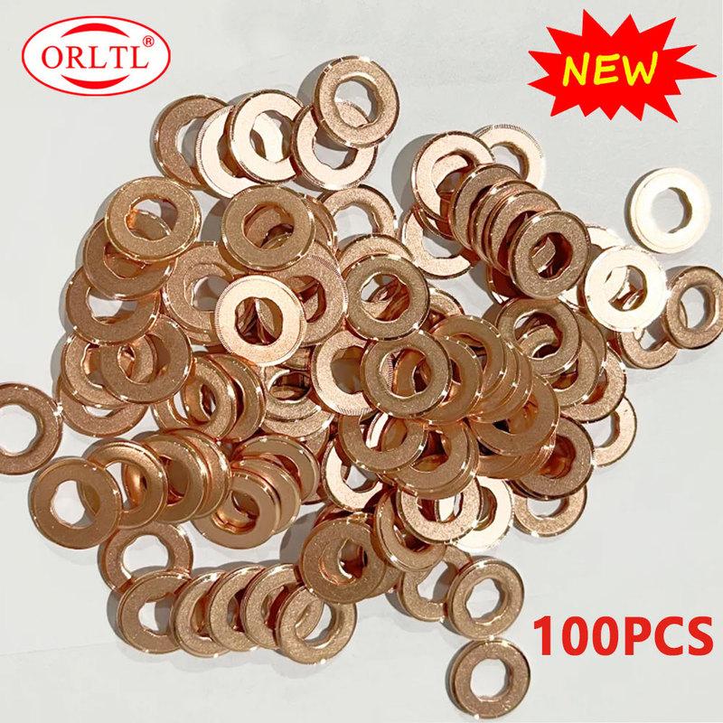 ORLTL 100PCS Fuel Injector Copper Washers F00VC17504 Diesel Nozzle Shims F00VC17503 F00VC17505 Auto
