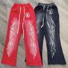 Rode Flare Broek Wassen Gesplitste Sport Casual Broek 2 Kleuren