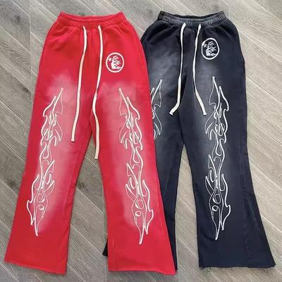 Rode Flare Broek Wassen Gesplitste Sport Casual Broek 2 Kleuren