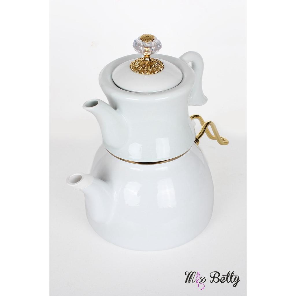 Enamel Teapot With Porcelain Teapot Dark Green