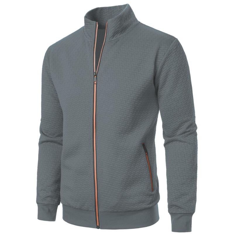 Men S Colorful Zip Stand Collar Casual Cardigan Sweatshirt