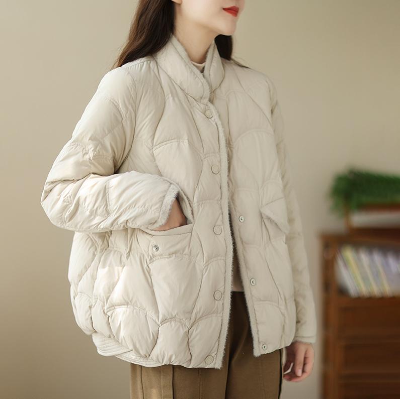 Короткая куртка-пуховик зимняя женская одежда белое пальто на утином пуху