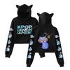 Hot Movie KPop Demon Hunters Print Cat Ears Long Sleeve Crop Tops Girls Fashion Hoodie Harajuku Streetwear Hoodie Women Girls Clothing