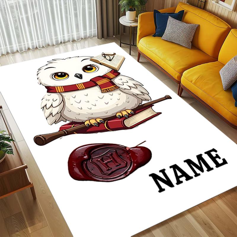 Custom Name Owl Magic Living Room Non-Slip Area Rug Soft Carpet for Bedroom Kids Playroom Sofa Office Home Decor Doormat