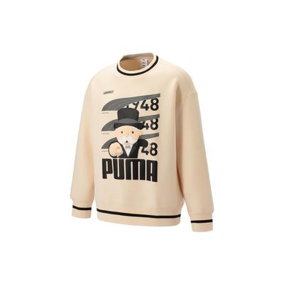 Puma X Staffonly X Monopoly Co-Branded Cartoon Print Crew Neck Sweatshirt Men Tops Beige 539898-86