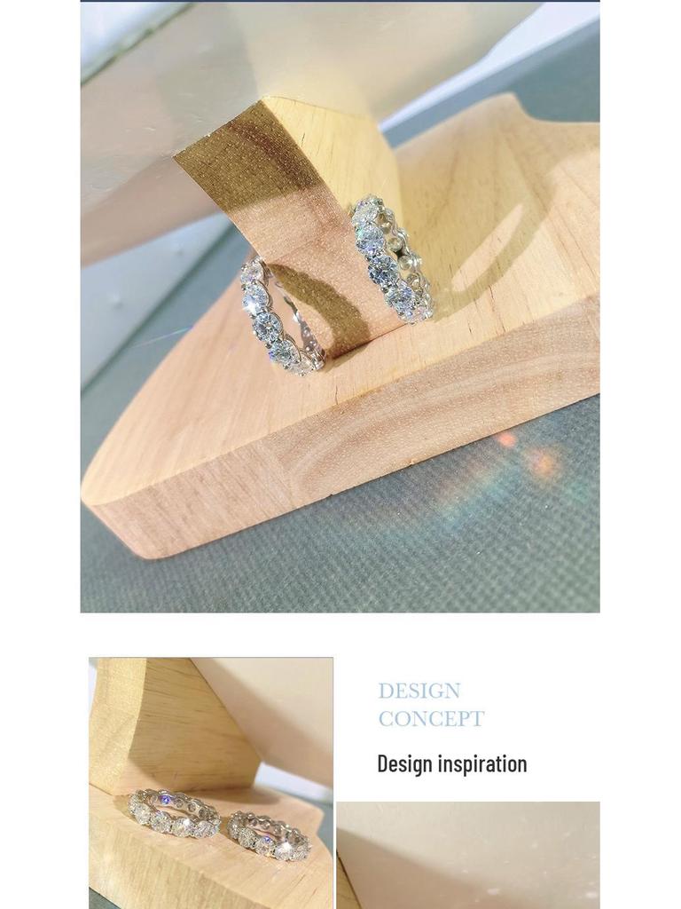 Помолвочное кольцо с муассанитом цвета D: Вечное кольцо из белого золота 18 карат с бриллиантами, покрытие из стерлингового серебра, платина 950 пробы, для указательного пальца