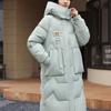 Winter Women Long Parka Coat Hooded Detachable Thicken Loose Zipper Pockets Warm Snow Wear Female Padded Jacket