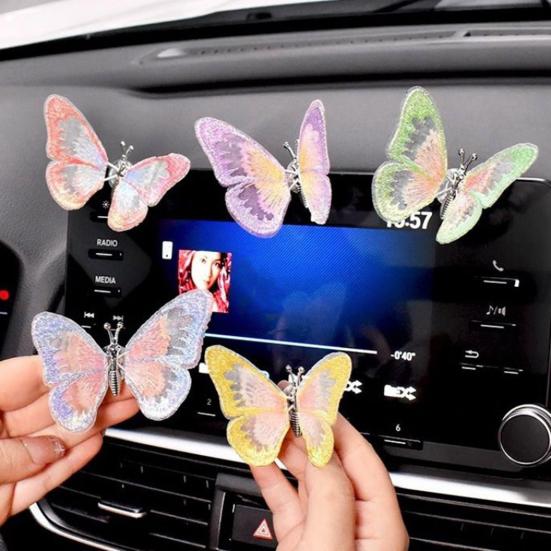 Butterfly Car Ornament for Center Console Air Outlet Adhesive Design Wing-Dancing Butterfly Decor