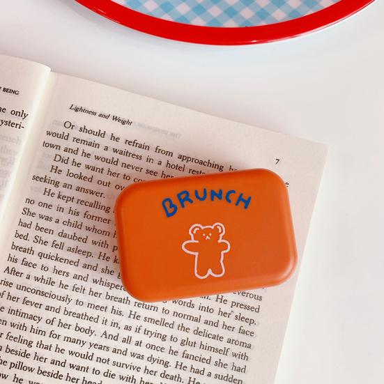 Cute Contact Lens Case Portable Portable Double Box with Tools Bear Print Lens Holder Easy to Carry Spill-proof Lens Storage for Daily Use Travel