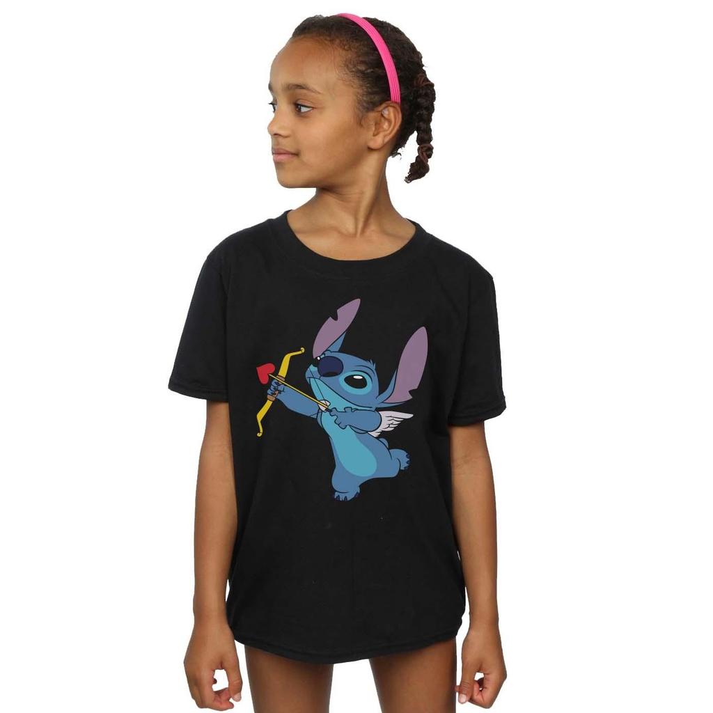 Disney Girls Lilo And Stitch Stitch Cupid Valentines Cotton T-Shirt