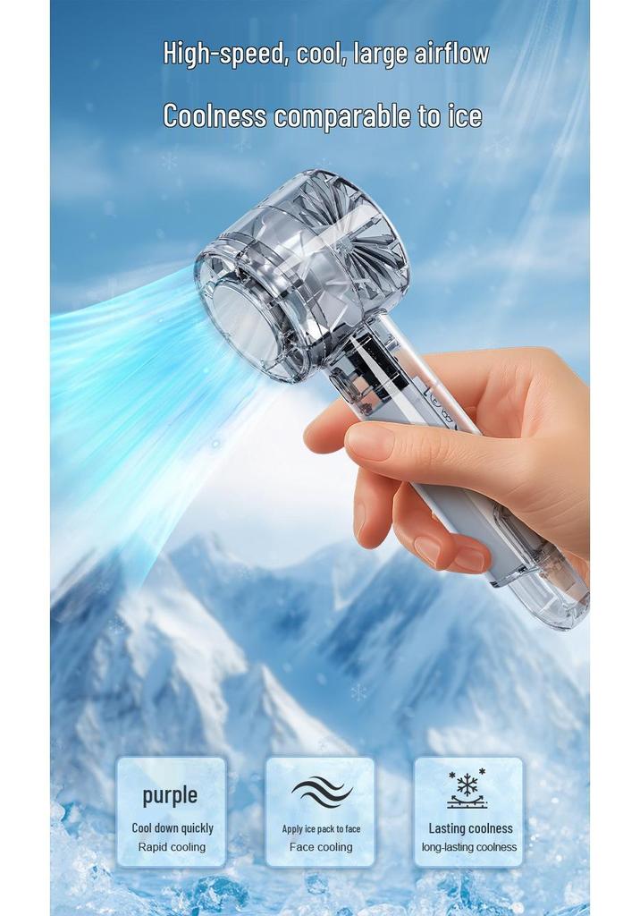 2026 Transparent Mini Turbine USB Handheld Fan with Ice Pack Cooling