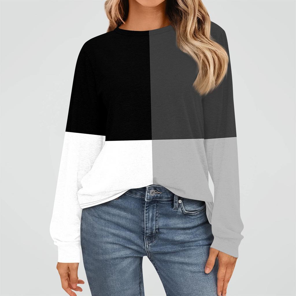 Women's Fashion Long Sleeve Shirts Loose Fitted Crewneck Basic Tops Casual Outfits