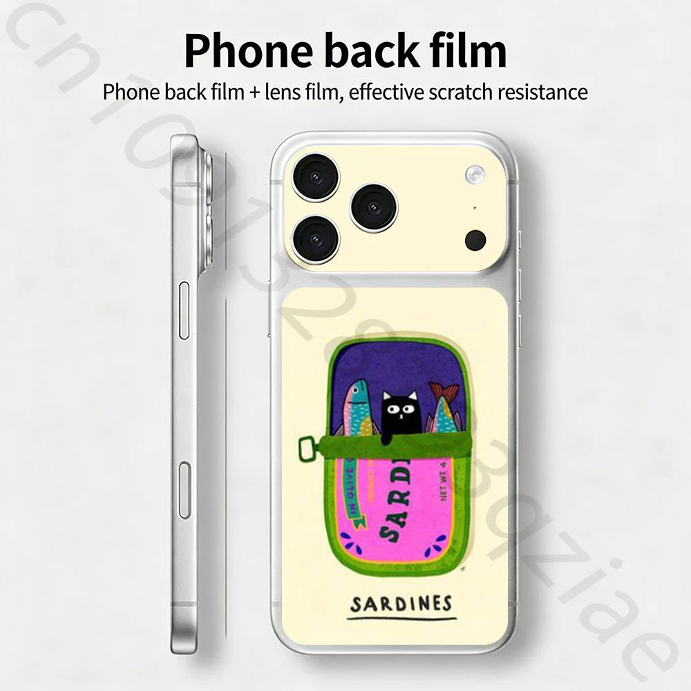 Яркие Сардины ТИКЕТ Наклейка Обертка для iPhone 17 Pro/Pro max Защитная Пленка для Задней Панели, Рамки, Камеры
