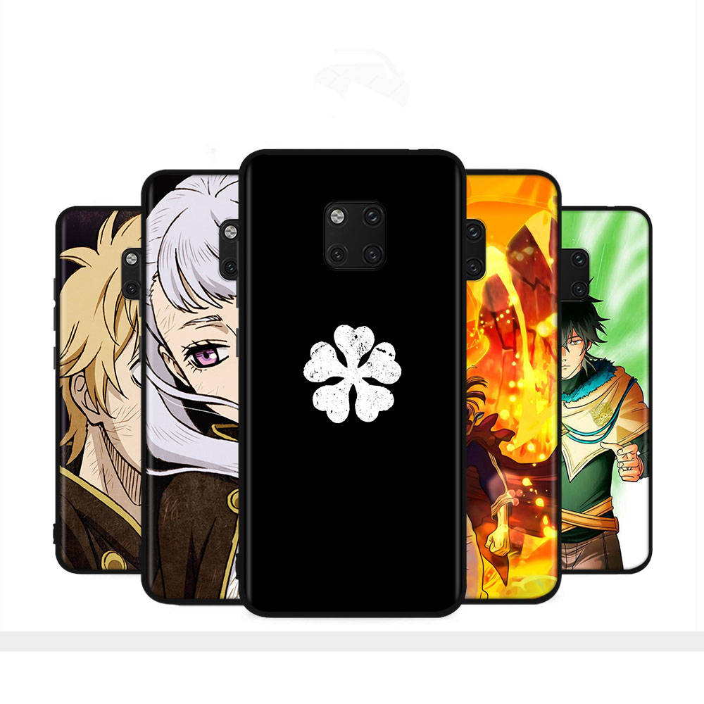 Чехол WD2 Black Clover Black Sofe для iPhone 16 15 Plus 14 13 Pro 8 SE XR XS Max P30 Nova 5T Y5P Y6 Y7 Y8P Y9 Realme C30 C33 C31 VIVO Y36 V27