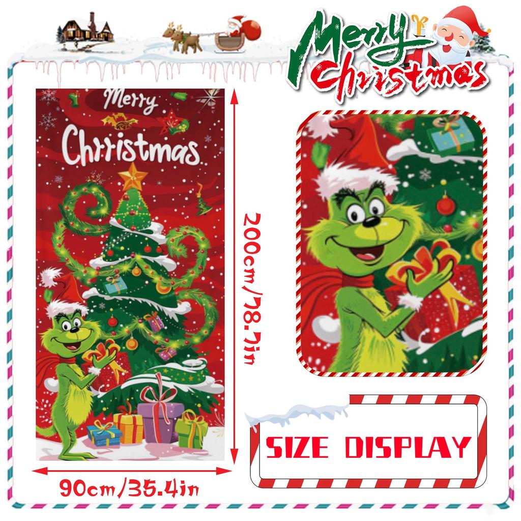 Christmas Door Width Polyester Cloth Christmas And New Year Decoration Christmas Door Curtain Christmas Decoration 180*90cm