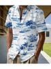 Fashionable Hawaiian Men'S Casual Shirt Featuring Palm Tree Beach Patterns, with a Formal Cut, Collar, And Button Front, Suitable for Outdoor