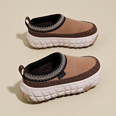 Женские суперкрутые туфли из бархатной матовой кожи на толстой подошве для ношения на открытом воздухе осенью/зимой