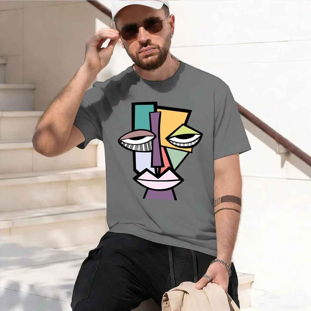 Picasso Style Cubist Print Unisex Unisext Tshirt Summer Autumn Daily Outor Sports Casual Loose Street Short Sleeve 2026 New Model