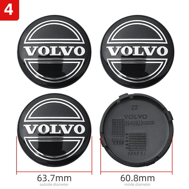 4Pcs 64mm Auto Wheel Center Caps for Volvo S40 S60 S80L XC60 XC90 V40 V50 V90 T6 - Premium Car Hub Cover Replacement Accessories