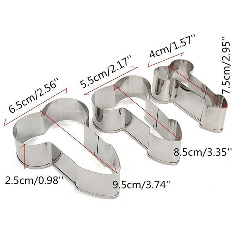 3шт из нержавеющей стали Willy Penis Cookies Cutter выпечки печенья помадной формы для торта