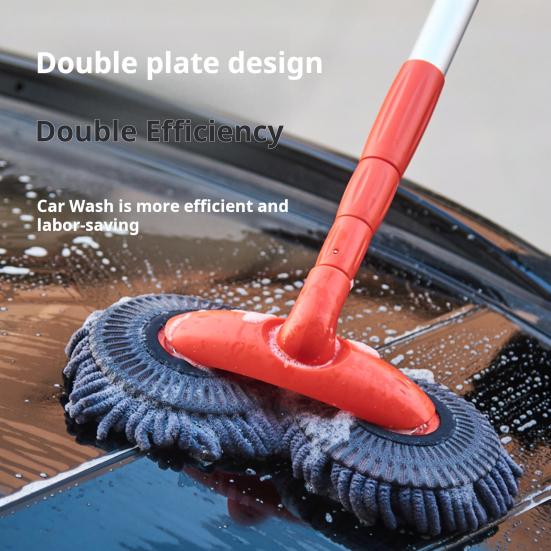 Car Wash Mop Rotating Double-Headed Cleaning Brush Telescopic Long Handle Car Washing