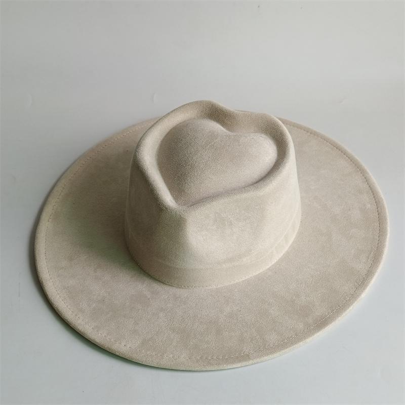 Vegan Suede Fedora Rancher Hats Blank Hats For Burning Multicolor Teardrop Shaped Top 9.5Cm Brim Unisex Jazz Hat Church Hat
