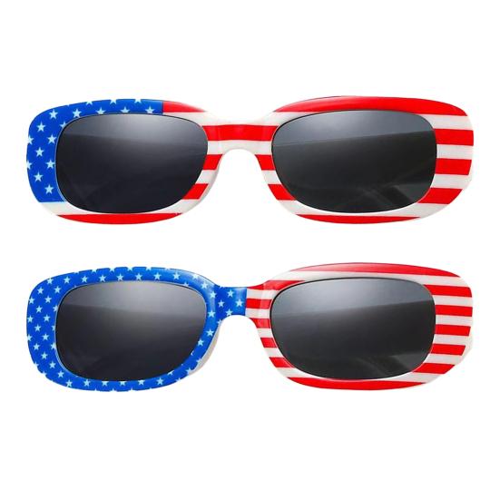 American Independence Day Sunglasses National Flag Print 4th July Celebration Block Sunlight Anti-UV Unisex Strong Hinge Photo Prop Retro