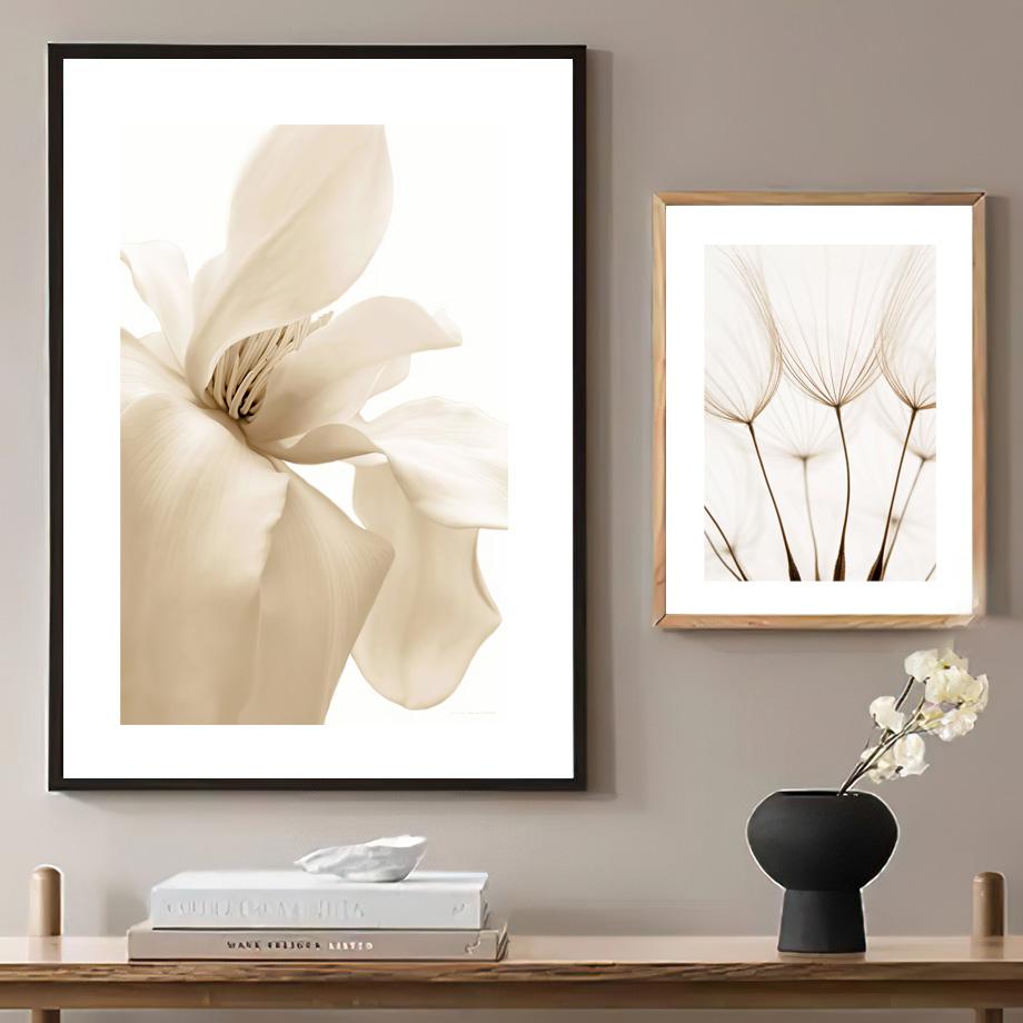 Скандинавский бежевый цветок одуванчика, растение, перо, холст, картина, настенная живопись, природа, художественные постеры, принты, фотографии для гостиной, домашний декор