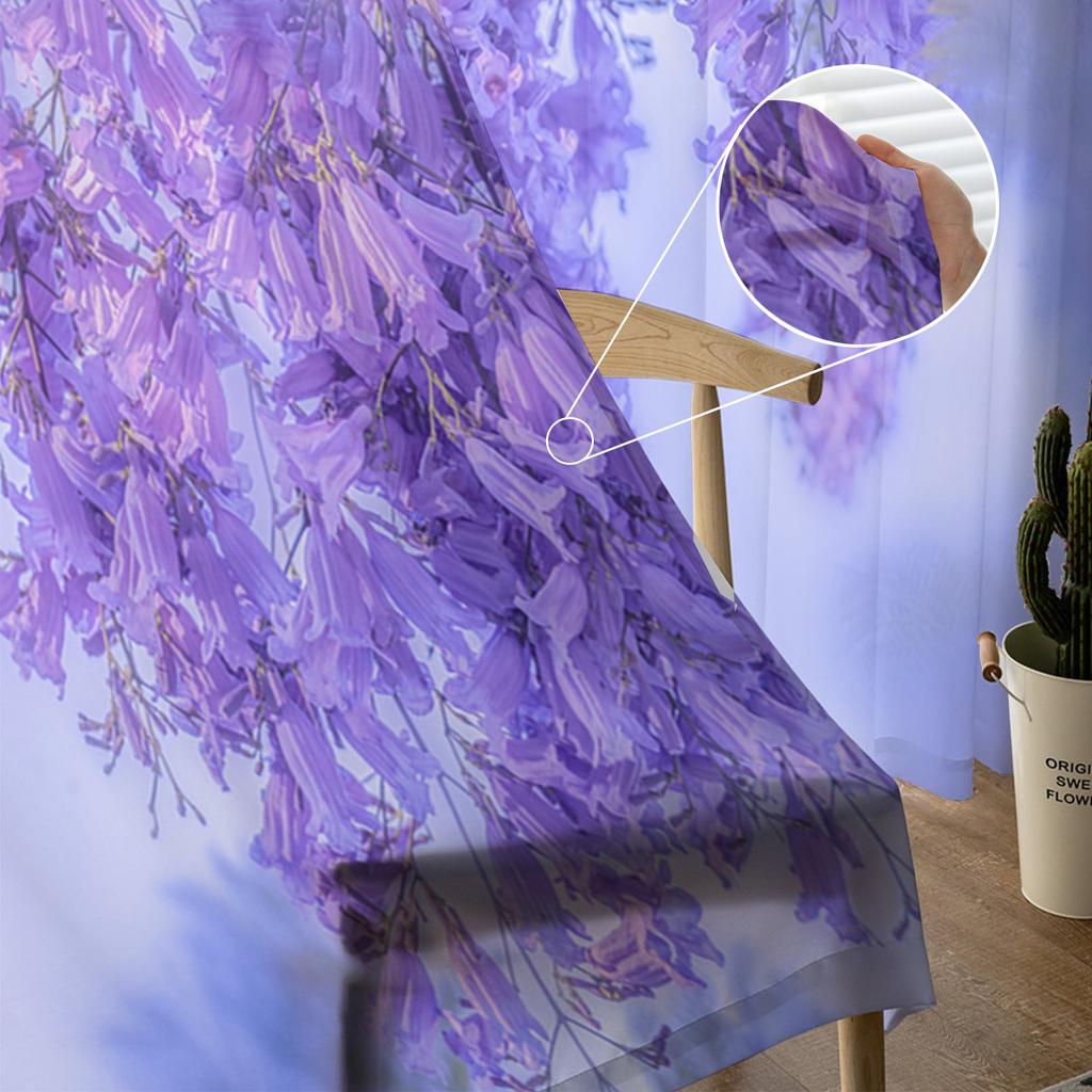 Фиолетовый Цветок Окно Обработка Тюль Современные Прозрачные Шторы для Кухни Гостиной Спальни Шторы Украшения