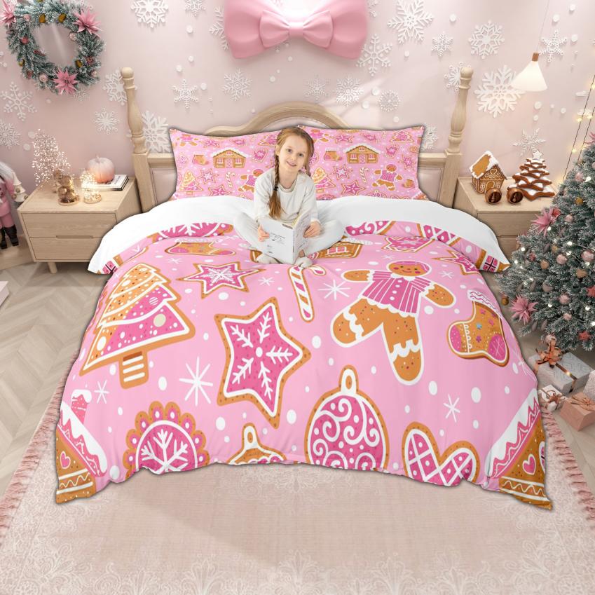 Homewish Watercolor Xmas Tree Duvet Cover Set for Girls Boys, Merry Christmas Bedding Set, New Year Gifts Quilt Cover Set