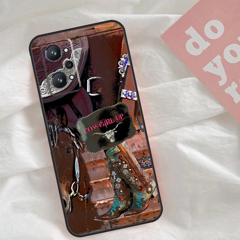 Западные Ковбойские Сапоги Ковбойские Чехол из Коровьей Кожи Для Realme C75 C63 C61 C65 C67 C55 C51 C53 C35 C71 15 11 12 13 14 Pro Plus GT6 GT7 Pro
