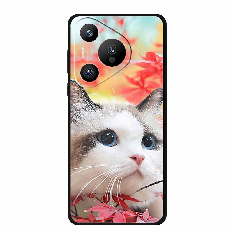 Черный силиконовый чехол для Huawei Pura 70 Pro Чехол Мультяшный кот Мягкая задняя крышка для Honor 400 Pro 5G Чехол для телефона 400Pro Coque Funda