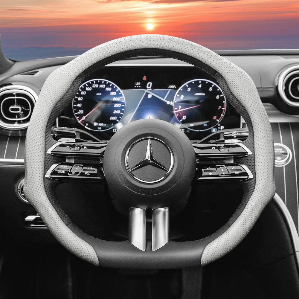 Подходит для Mercedes-Benz, Чехол на руль из перфорированной кожи, Нескользящий, Впитывающий пот, Дышащий, Интегрированный защитный чехол V g S a E C Cla