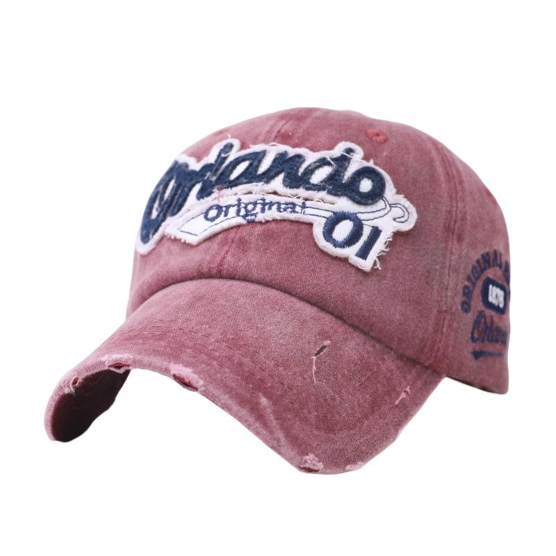 Big head circumference American English baseball cap Embroidery washed ripped cap female Korean retro face small visor