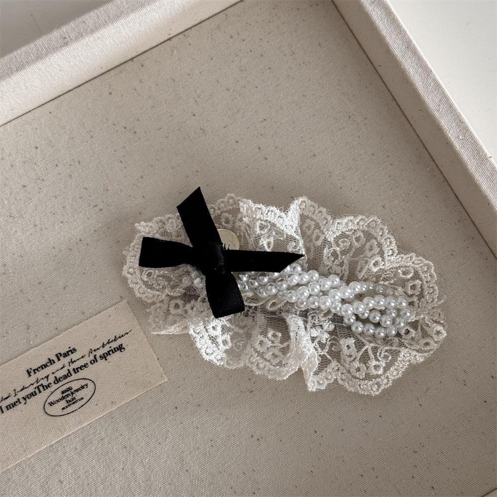 Cloth Lace Flower Hair Clip Pearl Lace Wedding Hair Clip Retro Flower Hair Rope  Wedding Bridal
