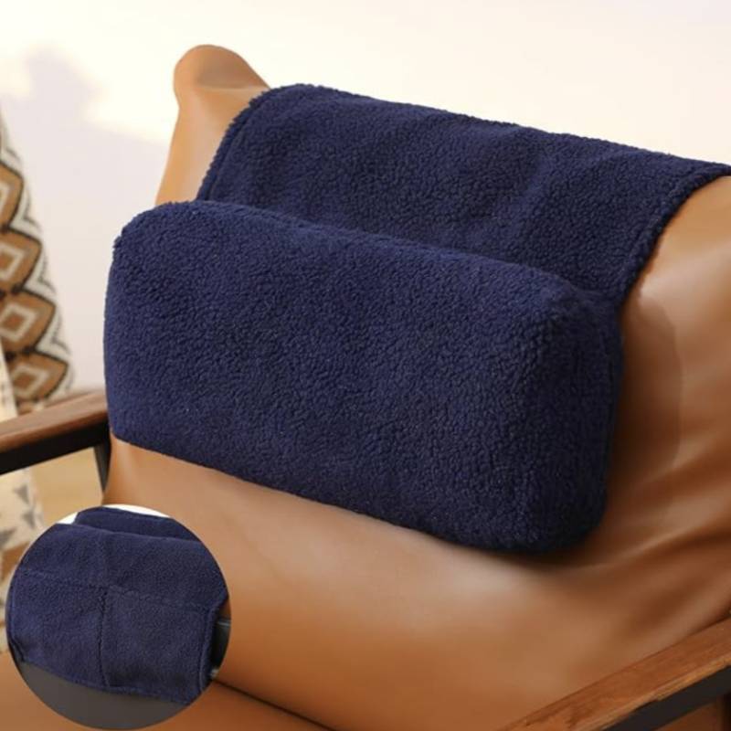 Nordic Solid Color Headrest Pillow With Neck Support And Storage Pocket For Relaxing Lounges