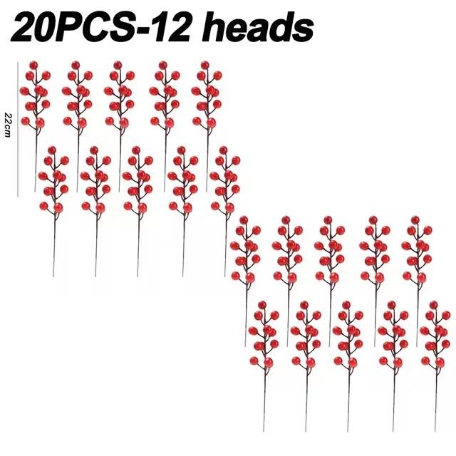 Artificial Berries Red Gold Silver Fake Berries Branch Cherry Stamen Christmas DIY Floral Wreath Ornament New Year Party Decor