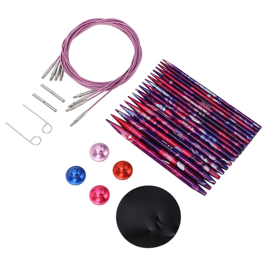 Набор круговых спиц для вязания, съемный, длина 10 см, 9 пар, алюминиевые круговые спицы 3,0–6,0 мм