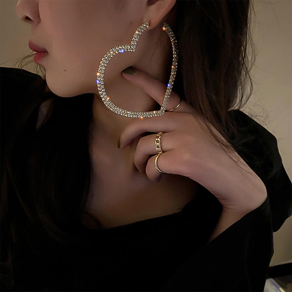 Fashion Jewelry Wedding Drop Dangle Gift Big Heart Hoop Earrings Party