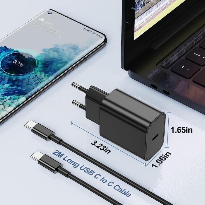 Chargeur Usb C Rapide 25W Avec 2M Câble, Chargeur Samsung Rapide + Cable Usb-C Vers Usb-C Avec Samsung Galaxy S22 Ultra-S22-S[u119]
