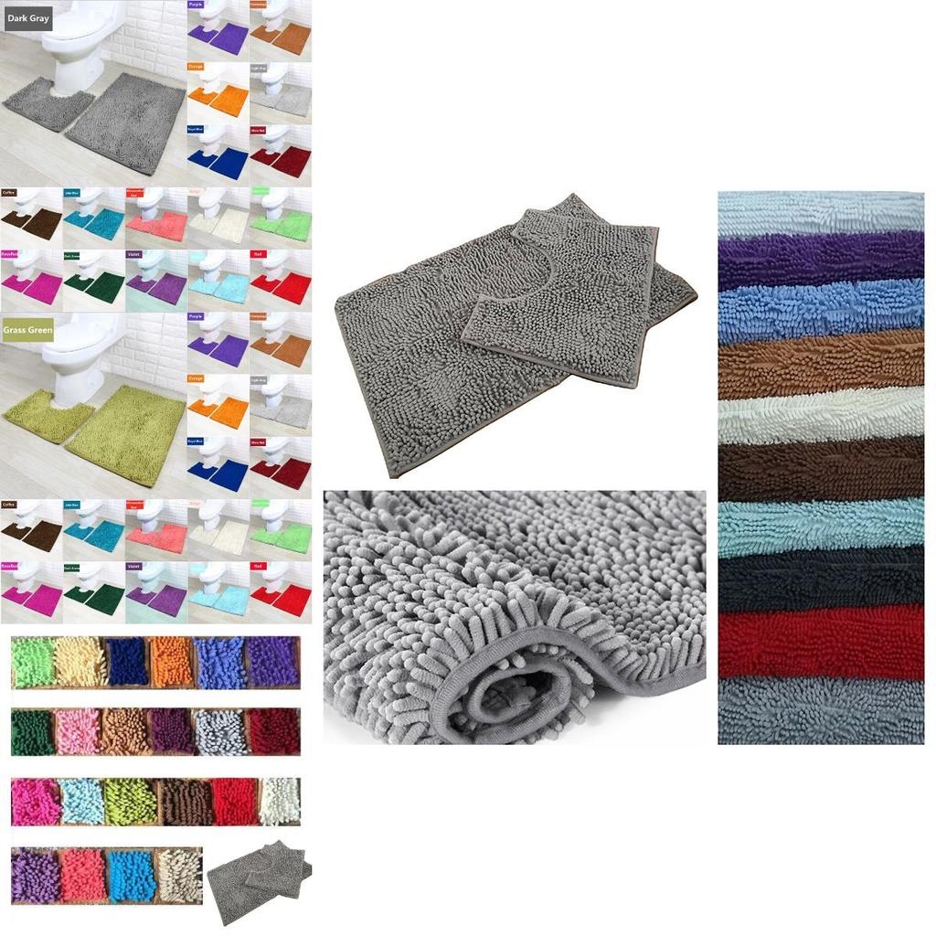 Роскошный набор из 2 ковриков для ванной: нескользящий коврик-основание для туалета и мягкий коврик из шенилла с длинным ворсом