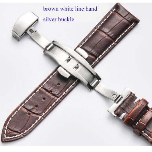 12 13 14 15 16 17 18 19 20 21 22 23 24 мм Ремешок для часов для женщин и мужчин, ремешки для наручных часов, кожаная застежка-бабочка с двойным нажатием