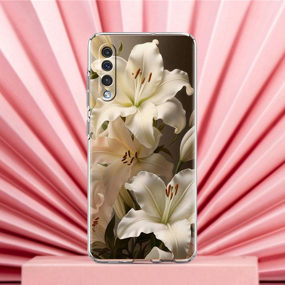 Чехол для Samsung A56 A36 A26 A24 A16 A14 A12 A32 A50 A70 A22 A40 A34 A54 A42 A52 5G A04s A06 Обложка Реалистичный Принт Цветка Лилии
